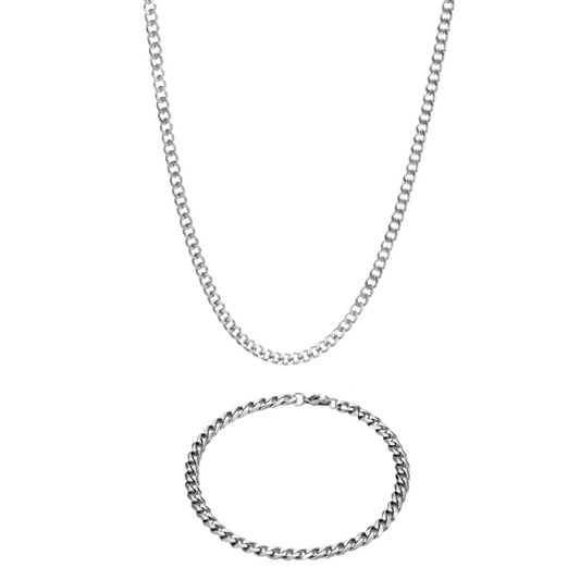 Silver Chain & Bracelet Set | 5mm