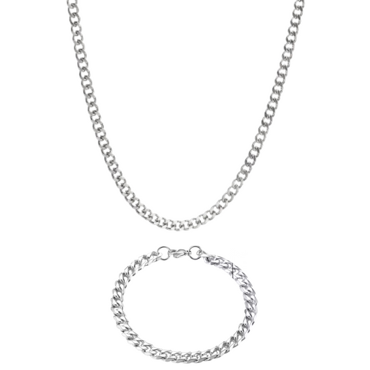 Silver Chain & Bracelet Set | 7mm