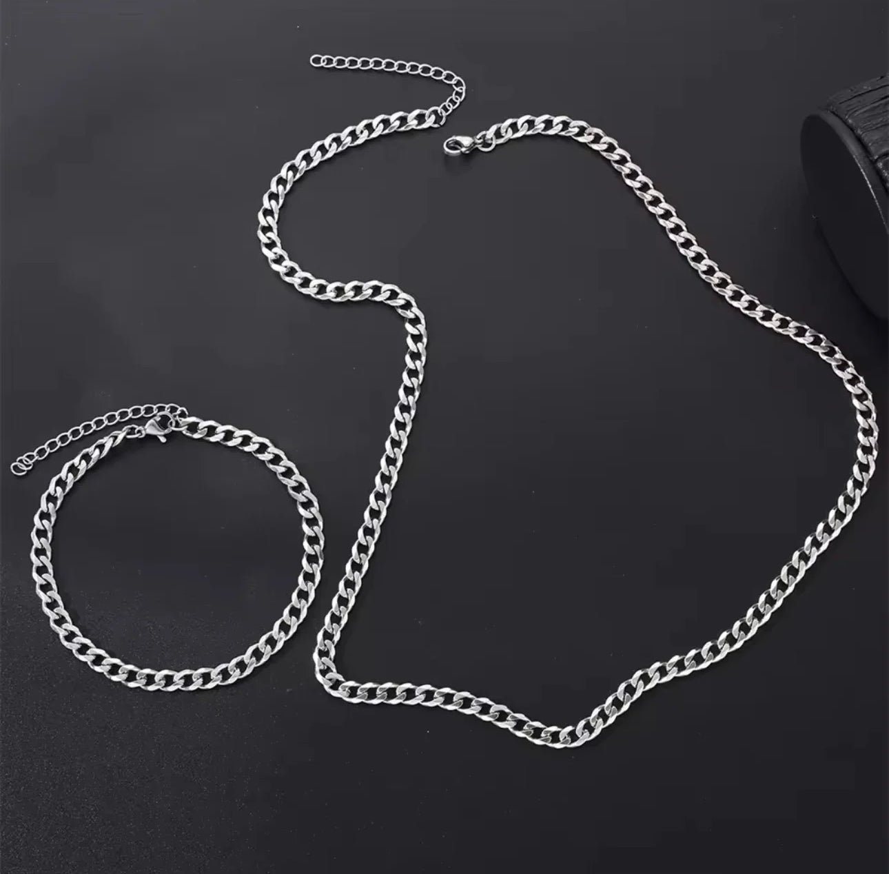 Ensemble chaîne et bracelet en argent | 5 mm
