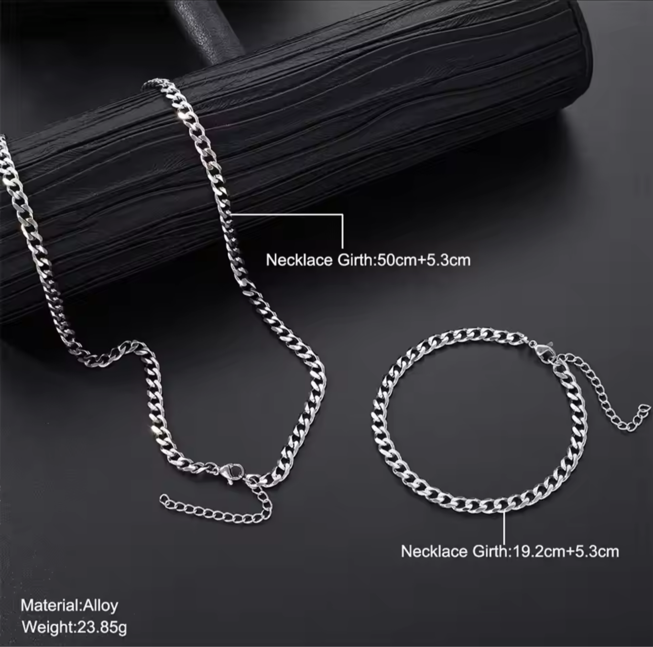7mm Silver Chain & Bracelet Gift Set