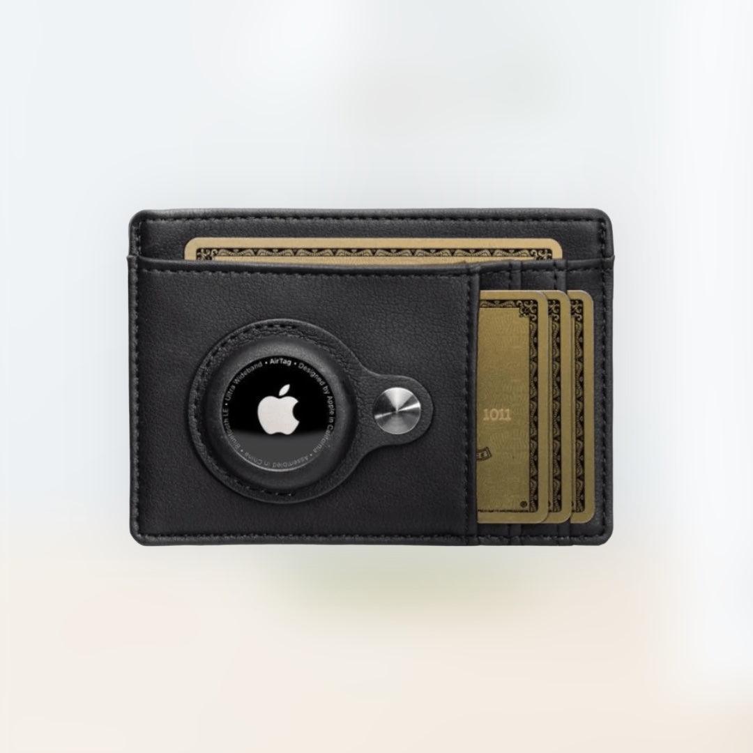 Black Leather AirTag Wallet