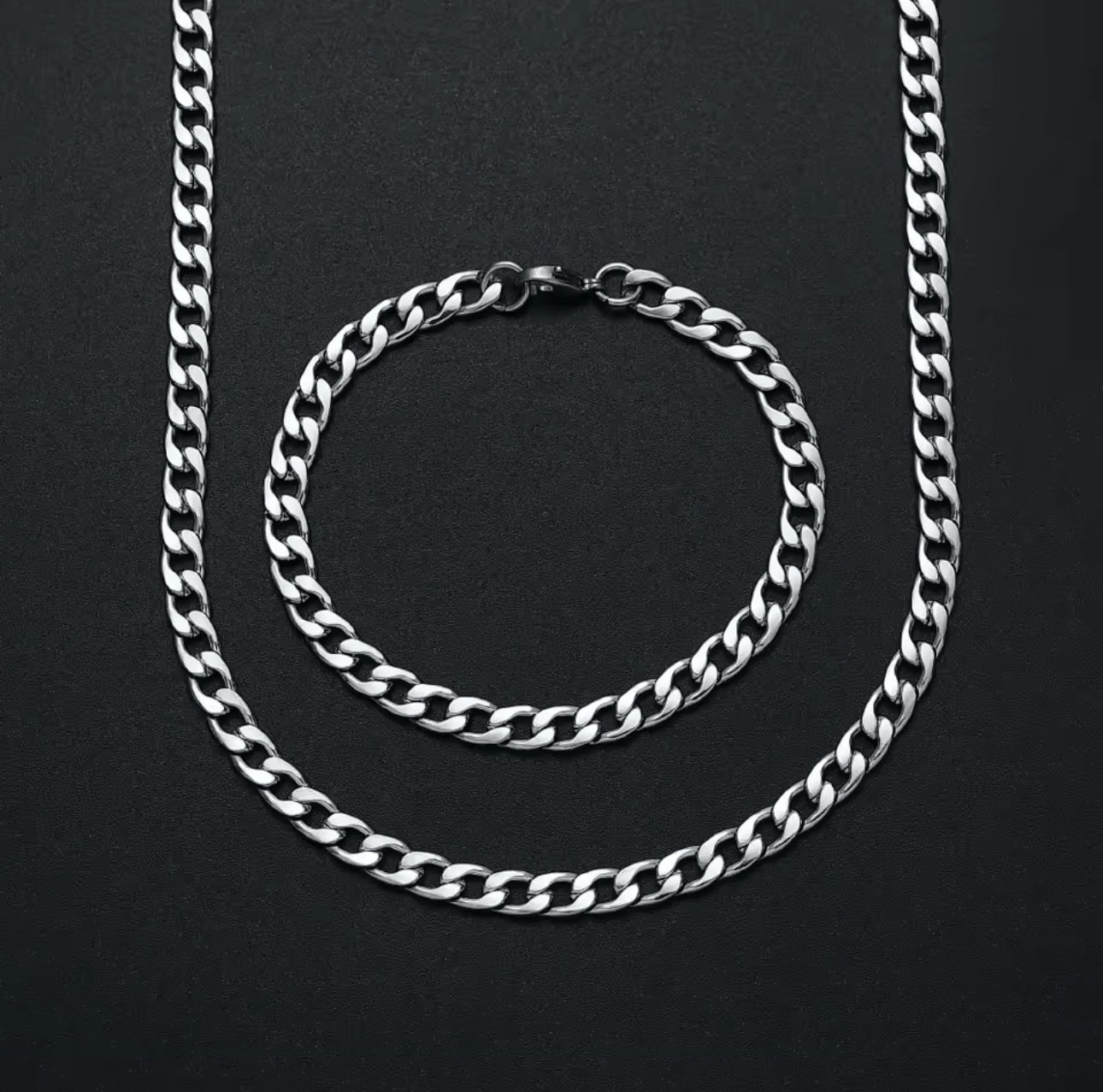 7mm Silver Chain & Bracelet Gift Set