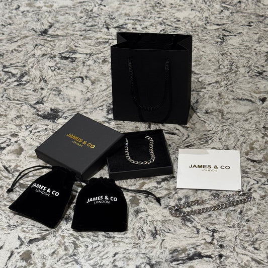 7mm Cuban Chain & Bracelet Gift Set (Silver)