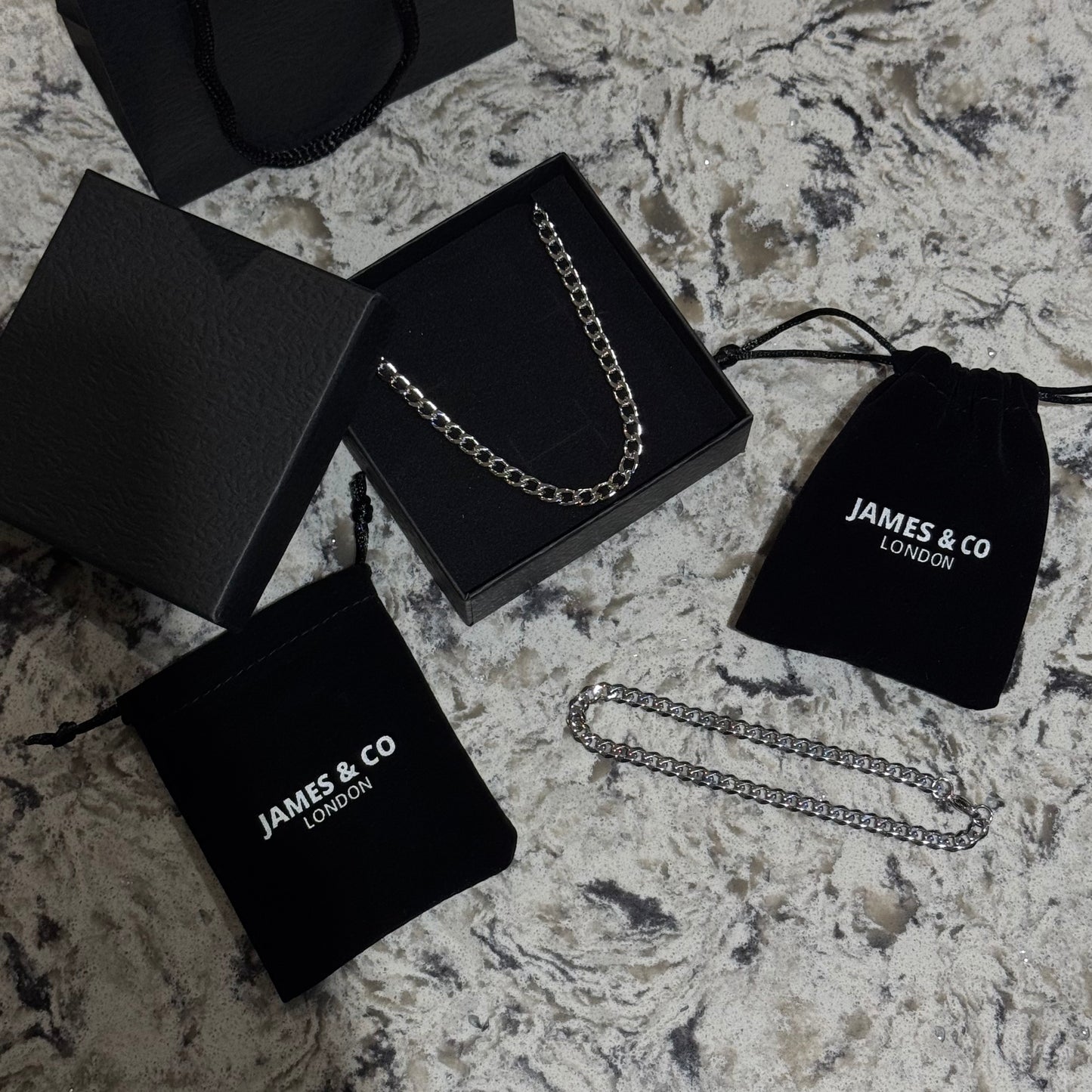 5mm Silver Cuban Chain & Bracelet Gift Set