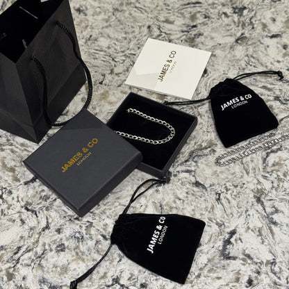 5mm Silver Cuban Chain & Bracelet Gift Set