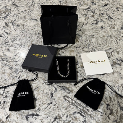 5mm Silver Cuban Chain & Bracelet Gift Set