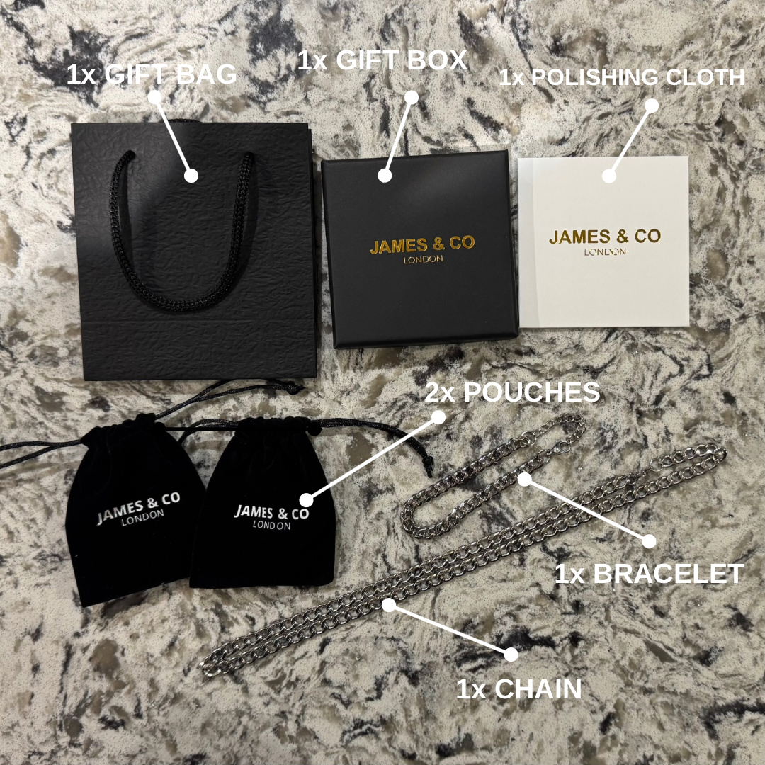 Coffret cadeau chaîne et bracelet en argent de 7 mm