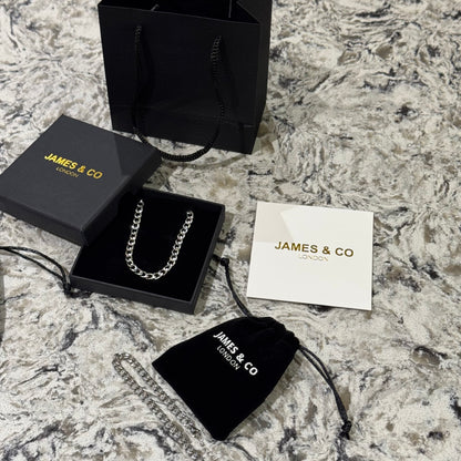5mm Silver Cuban Chain & Bracelet Gift Set