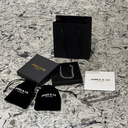 Coffret cadeau chaîne et bracelet en argent de 7 mm