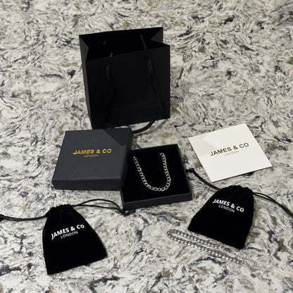5mm Silver Cuban Chain & Bracelet Gift Set