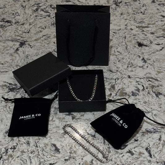 Cuban Silver Chain & Bracelet Gift Set | 5mm