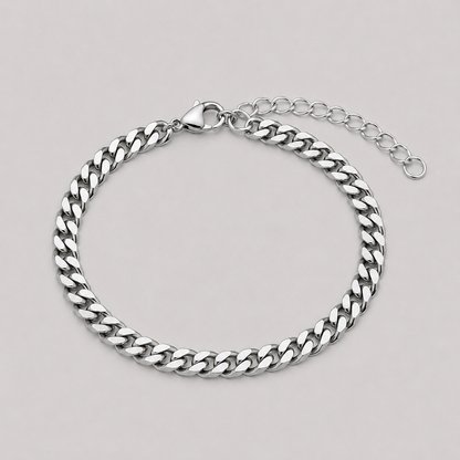 7mm Cuban Chain & Bracelet Gift Set (Silver)
