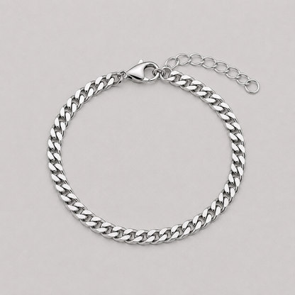 5mm Cuban Chain & Bracelet Gift Set - (Silver)