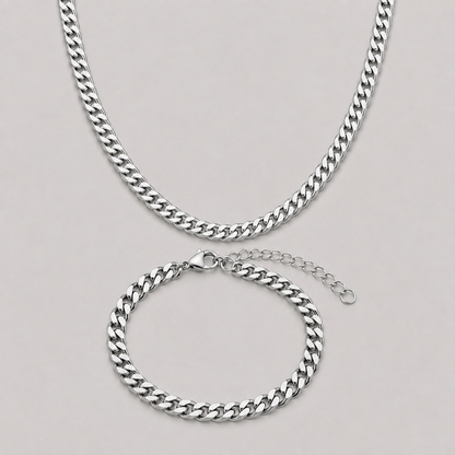 Silver Chain & Bracelet Set | 7mm