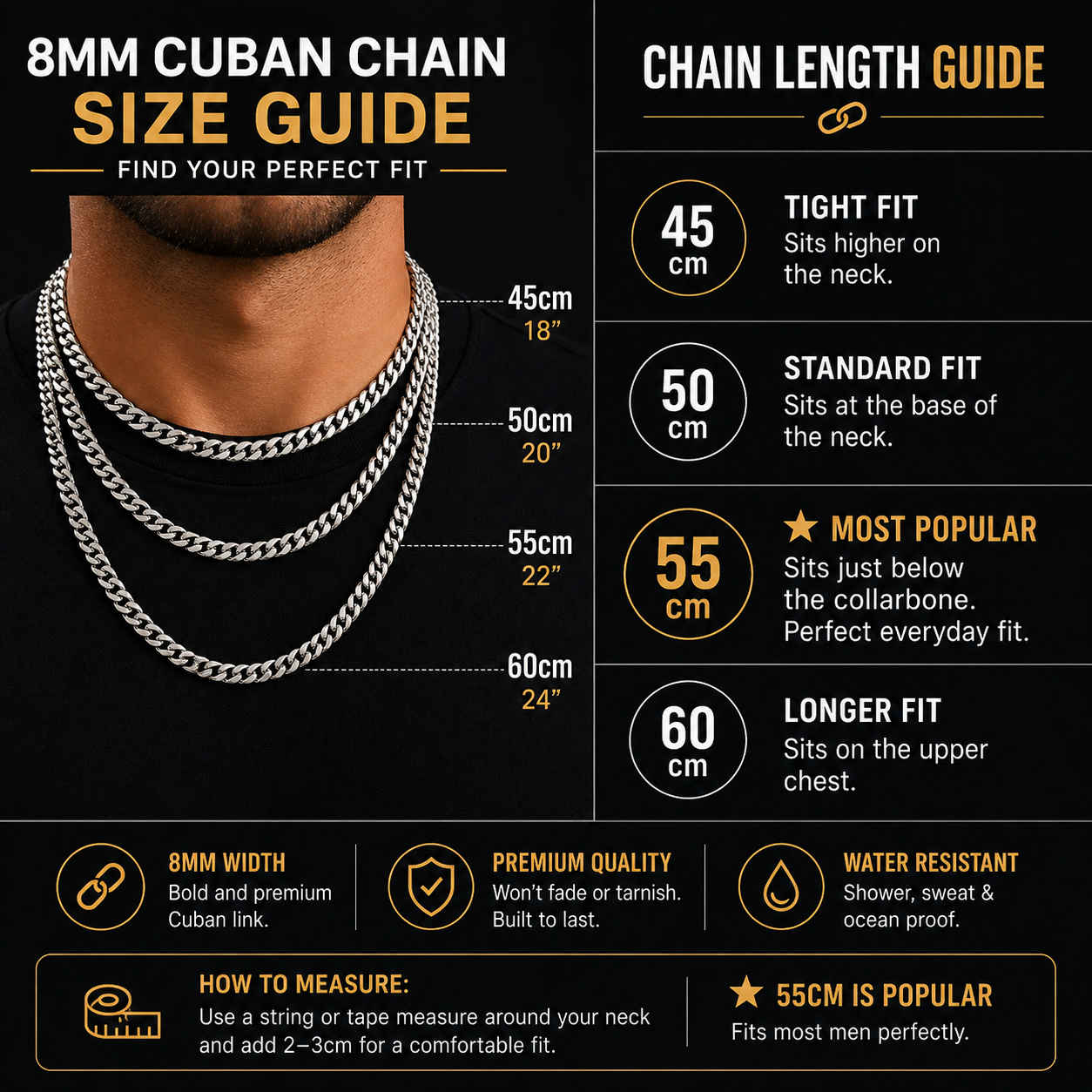Chaîne cubaine en argent | 8 mm