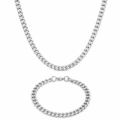 Ensemble chaîne et bracelet en argent | 7 mm