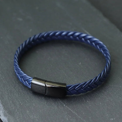 Blue Men's Leather Bracelet - 21cm