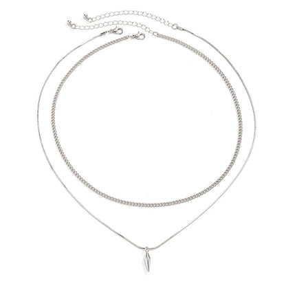 Men’s Punk Silver Cuban Link Chain & Rivet Pendant Necklace Set - 2pcs Stainless Steel