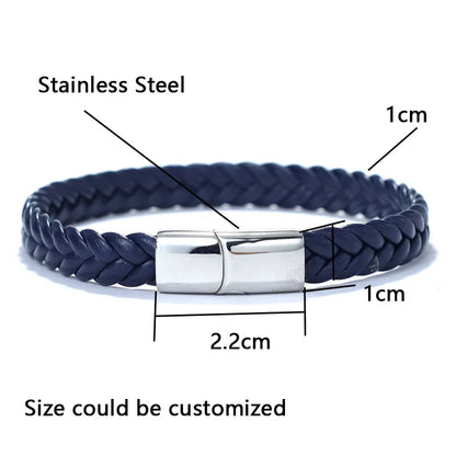 Blue Men's Leather Bracelet - 21cm