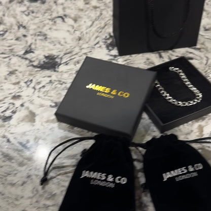 Coffret cadeau chaîne et bracelet en argent de 7 mm